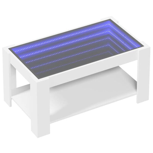 vidaXL Tavolino Salotto con LED Bianco 93x53x45 cm Legno Multistrato