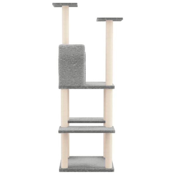 vidaXL Albero per Gatti con Tiragraffi in Sisal Grigio Chiaro 144,5 cm