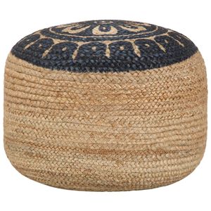 vidaXL Pouf Lavorato a Mano Blu 45x30 cm in Juta