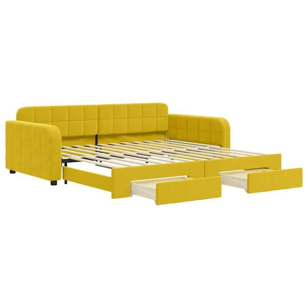 vidaXL Divano Letto Estraibile con Cassetti Giallo 100x200cm Velluto