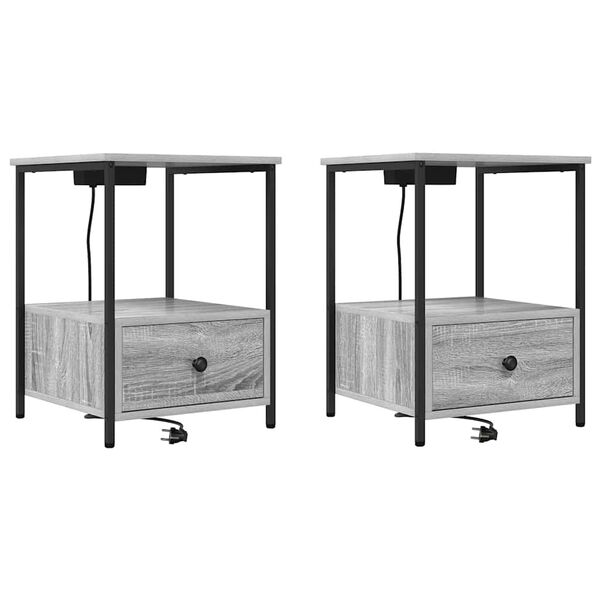 vidaXL Armadio da Notte 2 pcs Grigio Sonoma 42 x 41 x 56 cm