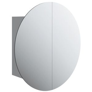 vidaXL Armadio da Bagno con Specchio Rotondo e LED Grigio 40x40x17,5cm