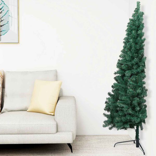 vidaXL Set Albero Natale Artificiale a Met&agrave; LED e Palline Verde 240cm