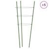 vidaXL Supporti Piante da Giardino con 3 Anelli 5pz Verde 60cm Acciaio