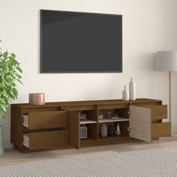 vidaXL Mobile Porta TV ambra 176x37x47,5 cm in Legno Massello di Pino
