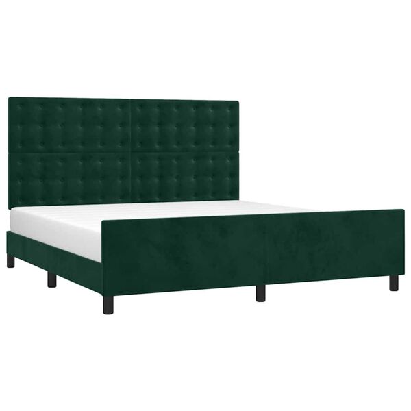 vidaXL Giroletto senza Materasso Verde Scuro 160x200 cm in Velluto