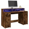 vidaXL Scrivania con Luci LED Rovere Fumo 140x55x91 cm in Multistrato
