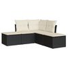 vidaXL Set Divani da Giardino 5 pz con Cuscini in Polyrattan Nero