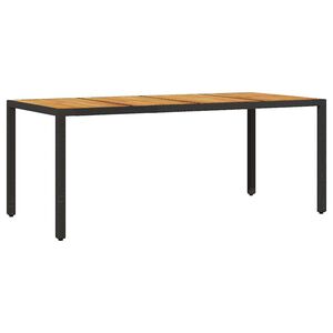 vidaXL Tavolo Giardino Piano Legno Acacia Nero 190x90x75 cm Polyrattan