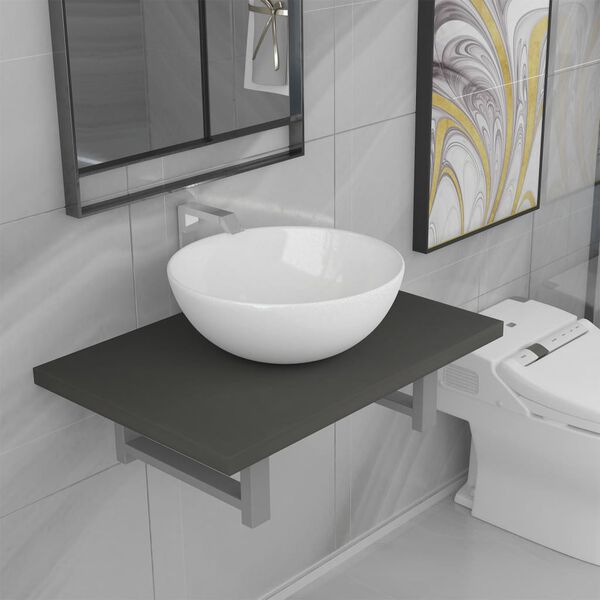 vidaXL Set Mobili da Bagno 2 pz Ceramica Grigio