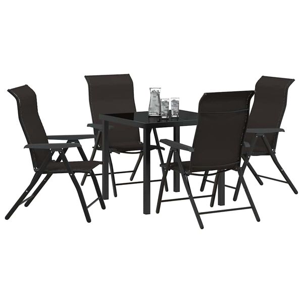 vidaXL Set da Pranzo per Giardino 5 pcs Nero caffè Poly Rattan