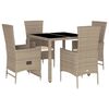 vidaXL Set da Pranzo da Giardino 5 pz con Cuscini Beige in Polyrattan