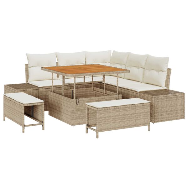 vidaXL Set Divano da Giardino con cuscino 8 pcs Beige Poly Rattan