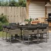 vidaXL Set da Pranzo da Giardino 9 pz con Cuscini in Polyrattan Grigio