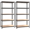 vidaXL Scaffali Resistenti 5 Ripiani 2pz Grigio Acciaio e Multistrato