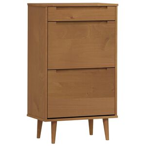 vidaXL Scarpiera MOLDE Marrone 59,5x35x103cm in Legno Massello di Pino