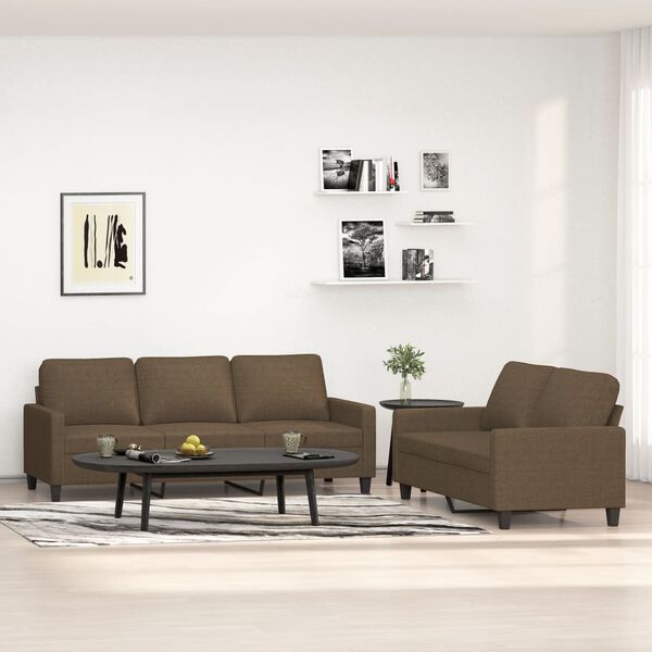 vidaXL Set di Divani 2 pz con Cuscini Marrone in Tessuto