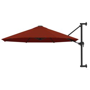 vidaXL Ombrellone a Muro con Palo in Metallo 300 cm Terracotta