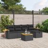 vidaXL Set Divani da Giardino 5 pz con Cuscini in Polyrattan Nero