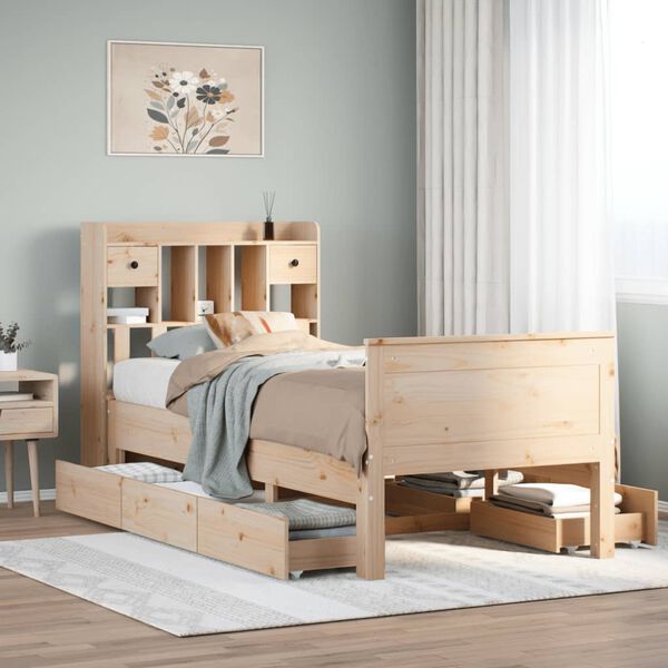vidaXL Letto Libreria senza Materasso 90x190 cm Legno Massello Pino