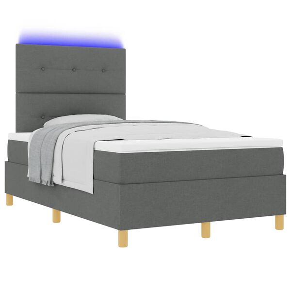 vidaXL Letto a Sorgente LED Grigio scuro 120 x 200 cm Tessuto