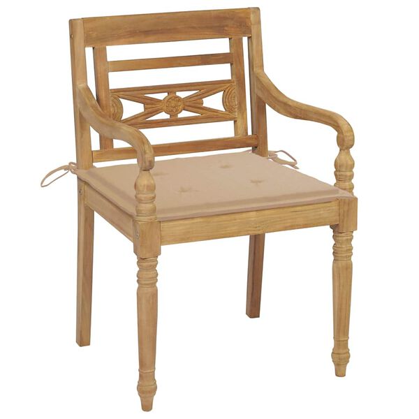 vidaXL Sedie Batavia 2 pz con Cuscini Beige in Massello di Teak
