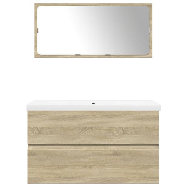 vidaXL Set Mobili da Bagno 3 pz Rovere Sonoma in Legno Multistrato