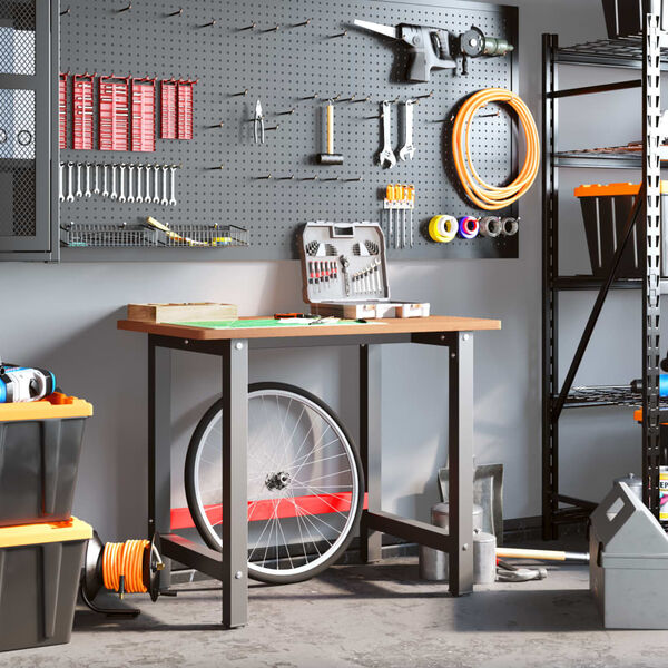 vidaXL Banco Lavoro 100x60x81,5 cm Legno Massello Faggio Rettangolare