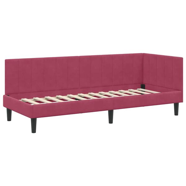 vidaXL Cornice del letto ad angolo Rosso Vino 80 cm x 200 cm Velluto