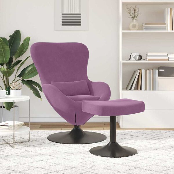 vidaXL Sedia Egg con Pouf Viola Velluto