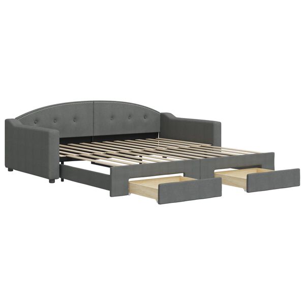 vidaXL Divano Letto Estraibile Cassetti Grigio Scuro 100x200cm Tessuto