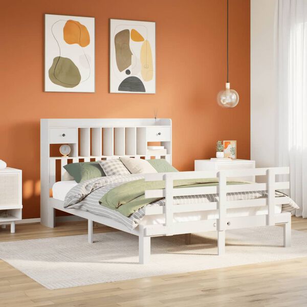 vidaXL Letto Libreria senza Materasso Bianco 140x190 cm Legno di Pino