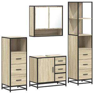vidaXL Set Mobili da Bagno 4 pz Rovere Sonoma in Legno Multistrato
