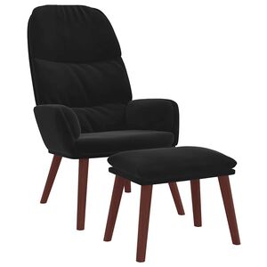vidaXL Poltrona Relax con Poggiapiedi Nera in Velluto