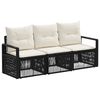vidaXL Set Divano da Giardino 3 pcs Nero polyrattan