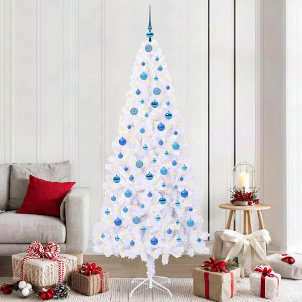 vidaXL Albero di Natale artificiale Bianco 210 cm PVC e Acciaio