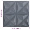 vidaXL Pannelli da parete 48 pcs Origami Grigio 50 x 50 cm Schiuma XPS