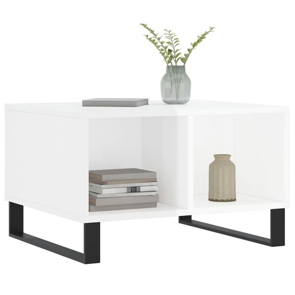 vidaXL Tavolino Salotto Bianco Lucido 60x50x36,5 cm Legno Multistrato