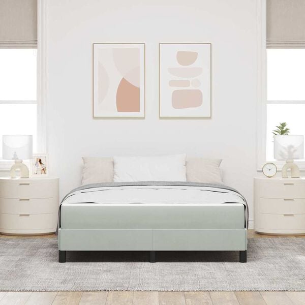 vidaXL Letto a molle con materasso Grigio chiaro 160 x 200 cm Tessuto