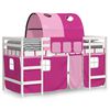 vidaXL Letto a Soppalco con Tunnel Bambini Rosa 80x200cm Massello Pino