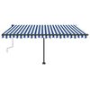vidaXL Tenda Retrattile Manuale con Palo 400x350 cm Blu/Bianco