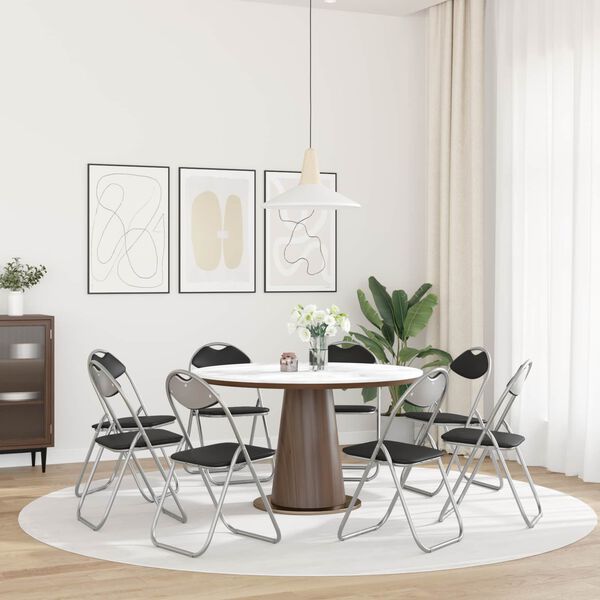 vidaXL Sedia pieghevole 8 pcs Nero e Grigio 48 x 43,5 x 81 cm