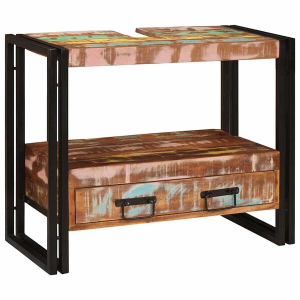 vidaXL Armadio da bagno Multicolore Legno Recuperato Massello