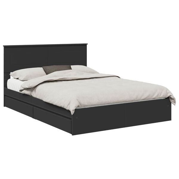 vidaXL Letto con Contenitore Nero 140 x 190 cm Legno multistrato