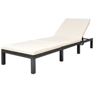 vidaXL Lettino Prendisole con Cuscino in Polyrattan Nero