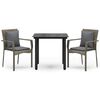vidaXL Set Salotto Giardino 3 pz con Cuscini Nero e Grigio Polyrattan