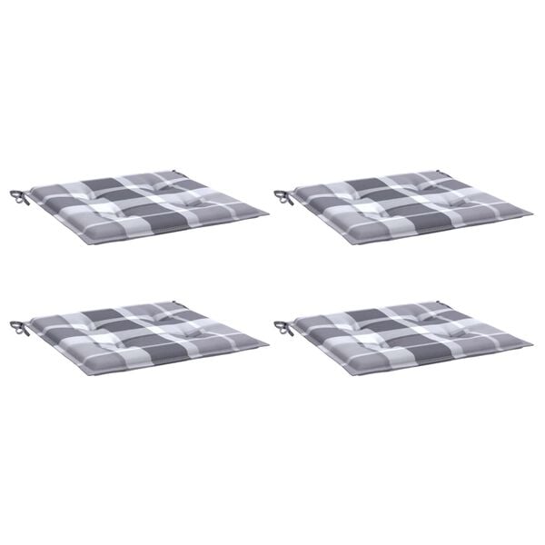 vidaXL Cuscini per Sedia 4 pz a Quadri Grigi 40x40x4cm Tessuto Oxford
