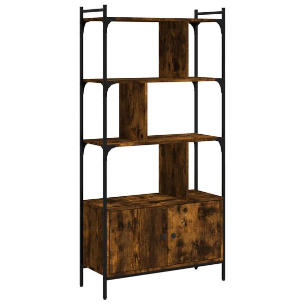 vidaXL Libreria con Ante Rovere Fumo 76,5x30x154,5cm Legno Multistrato