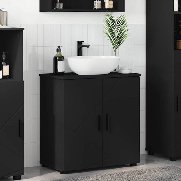 vidaXL Mobile da Bagno con archiviazione Nero 61 x 35 x 64 cm