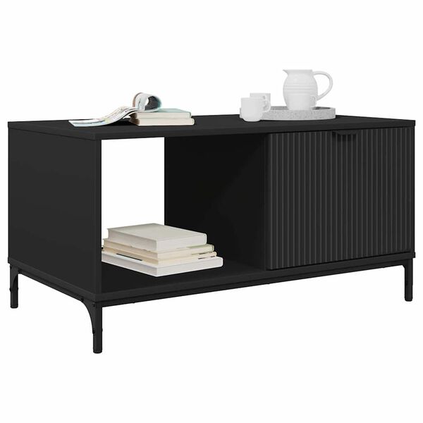vidaXL Tavolino da salotto con cassetto Rovere Nero 90 x 49 x 46 cm
